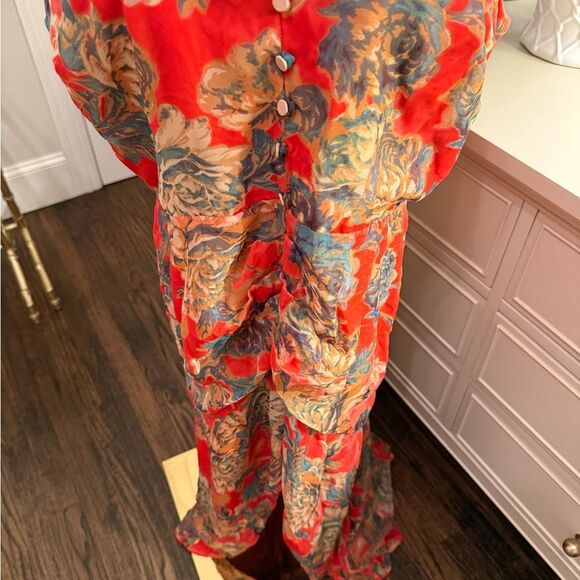 Harlyn/Anthropologie Floral High/Low Velvet Burnout Dress-D1 - Picture 4 of 6